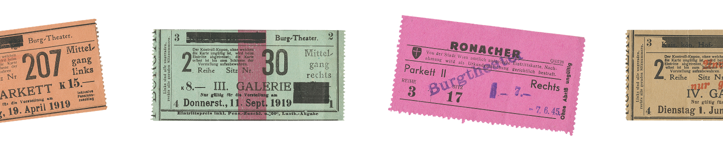 Unterschiedliche Ticketdesigns aus dem Burgtheater