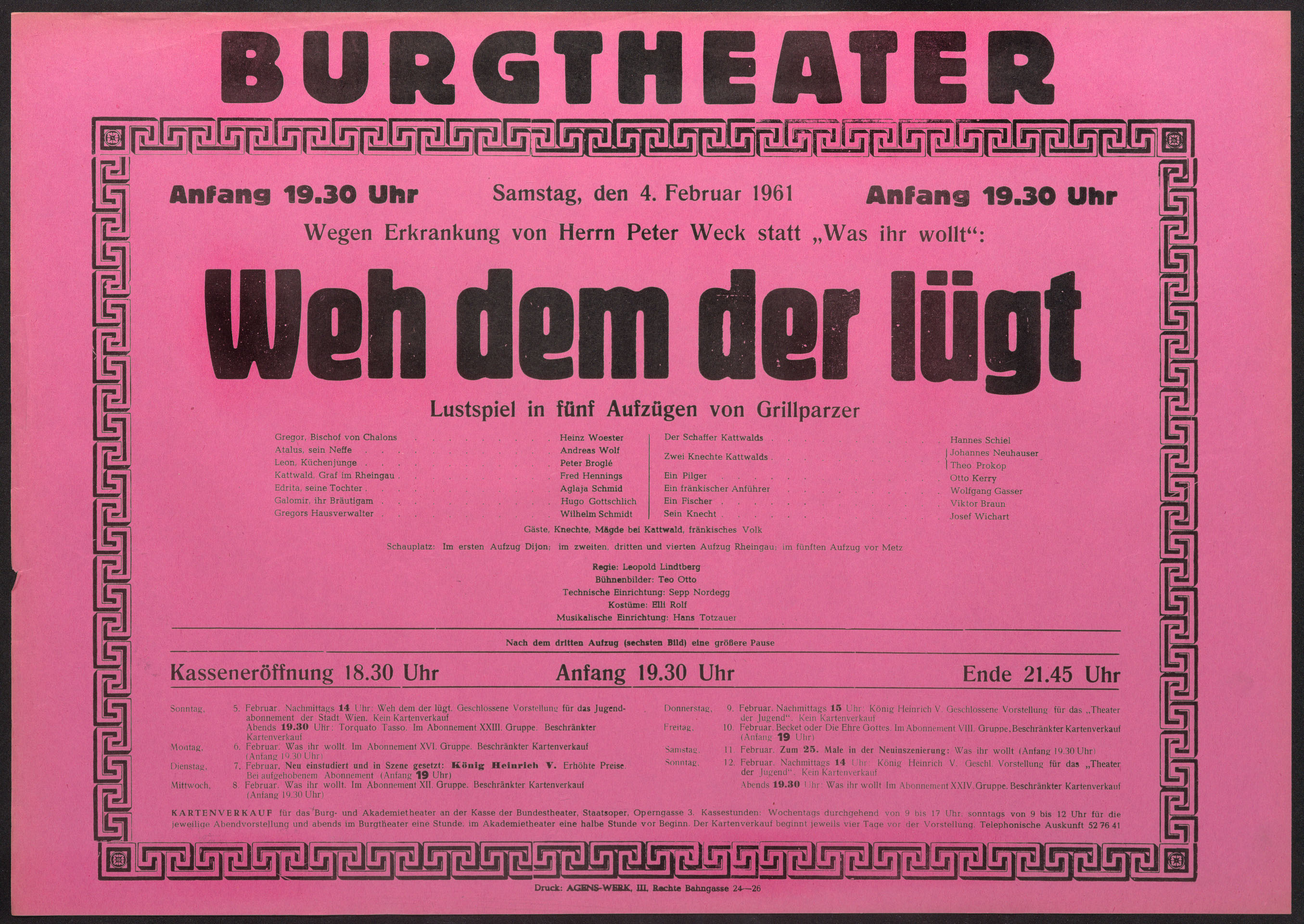 Abb. 5 / Theaterzettel einer Abänderung, 1961